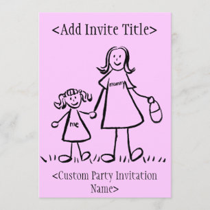 "Mommy and Me" Little Girl Invitation or Invites