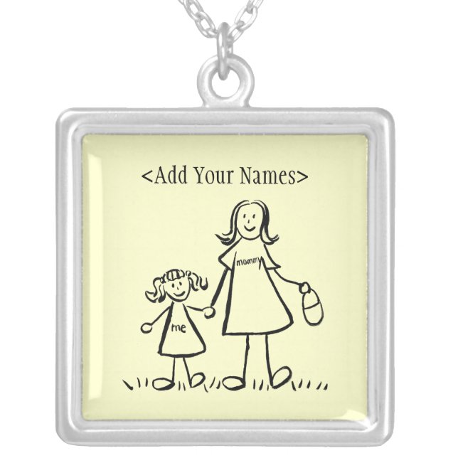 Mommy and Me Necklace Charm (Customize Names) (Front)