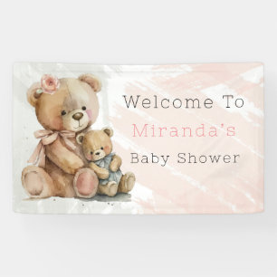 Mommy and Me Teddy Bear Baby Shower Welcome Banner