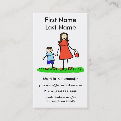 Mommy and Son Custom Photo Calling Playdate Cards