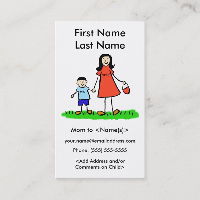 Mommy and Son Custom Photo Calling Playdate Cards (Front)