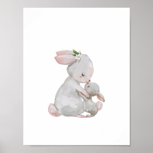 Mommy Baby  Bunny Snuggle  art print 