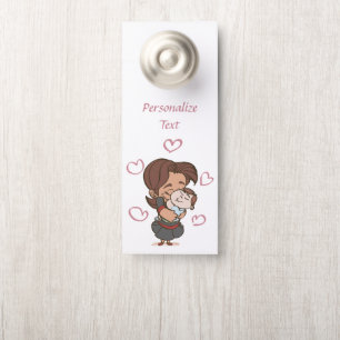 Mommy & Baby Cuddle Sleeping Personalized Door Hanger