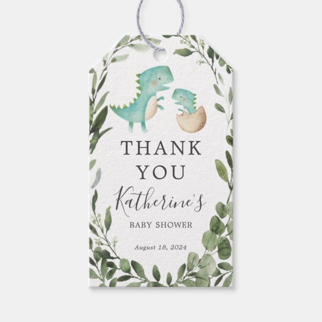 Mommy Baby Dinosaur Baby Shower Favor Tag (Front)