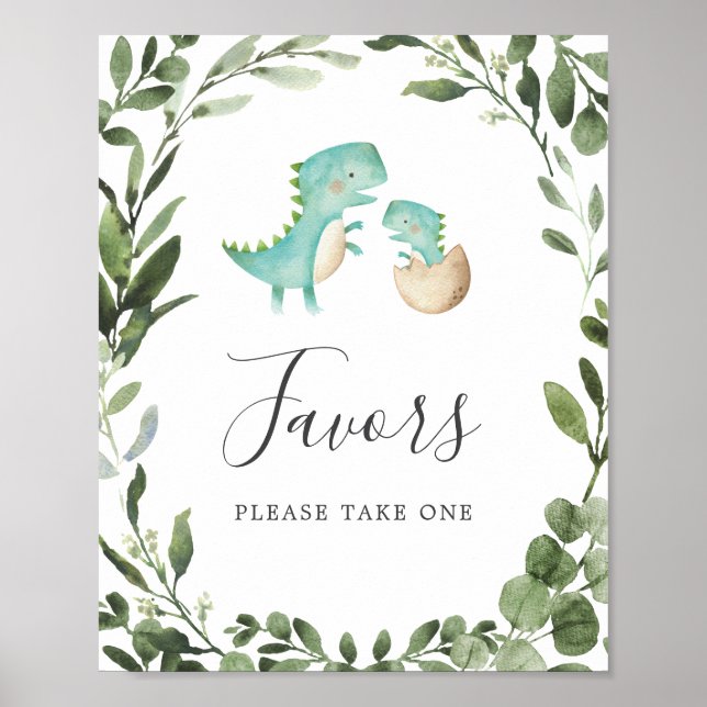 Mommy Baby Dinosaur Baby Shower Favors Sign (Front)