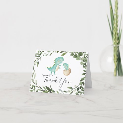 Mommy Baby Dinosaur Baby Shower Thank You Card