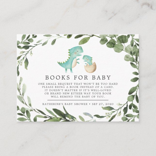 Mommy Baby Dinosaur Books For Baby Baby Shower Enclosure Card (Front)