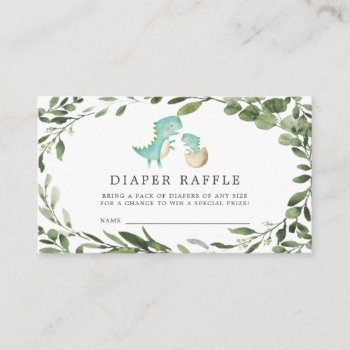 Mommy Baby Dinosaur Diaper Raffle Baby Shower Card