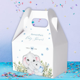 Mommy Baby Elephant Greenery Baby Shower Favor Boxes