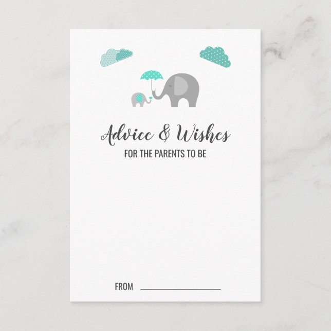 Mommy Baby Elephant with Clouds Advice Cards (Front)