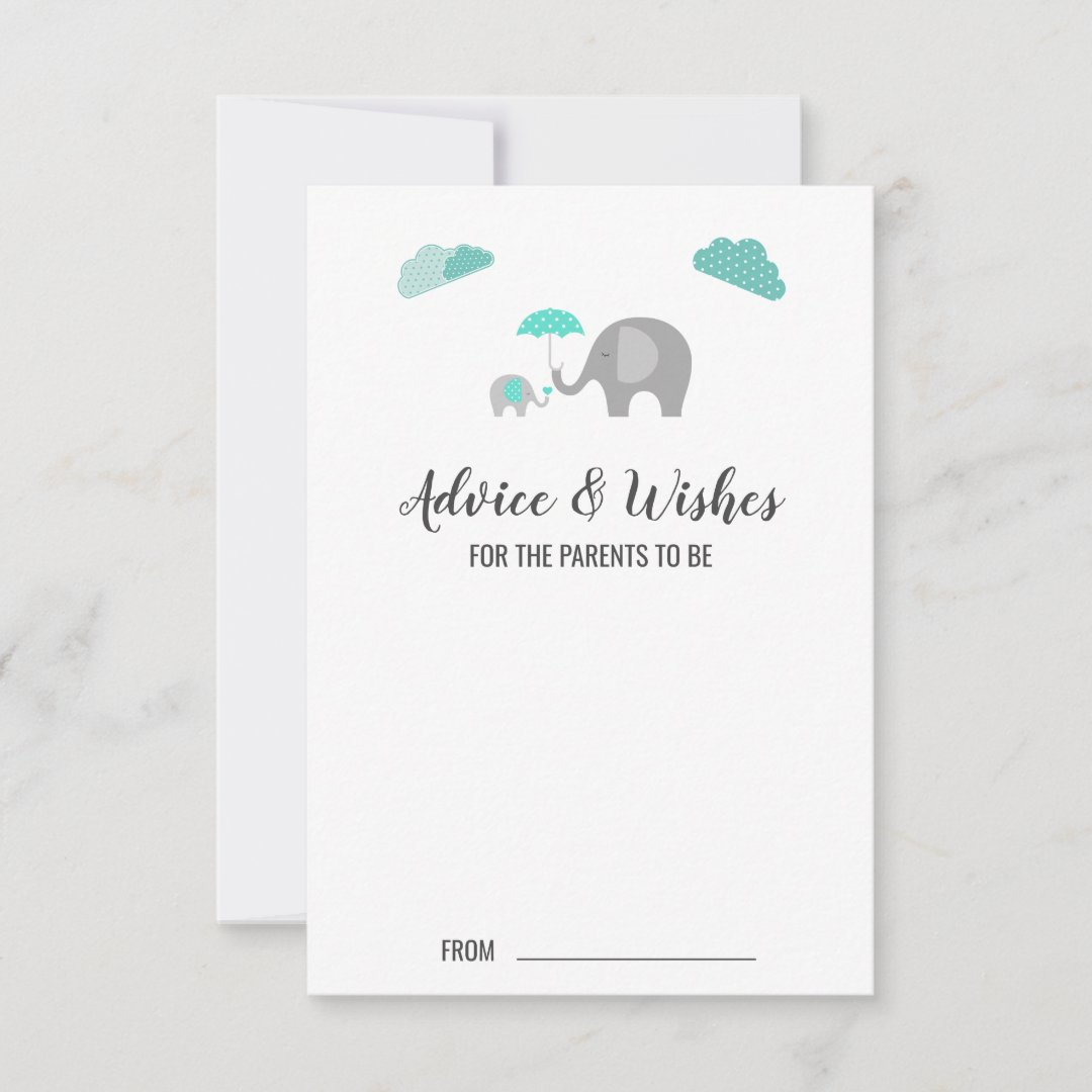 Mommy Baby Elephant with Clouds Advice Cards | Zazzle