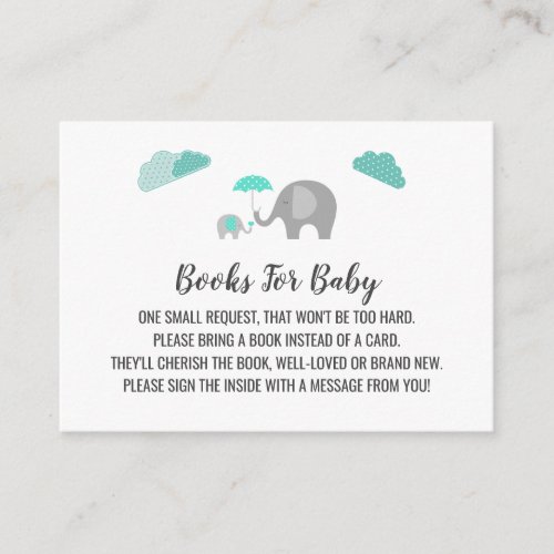 Mommy Baby Elephant with Clouds Baby Book Request Enclosure Card
