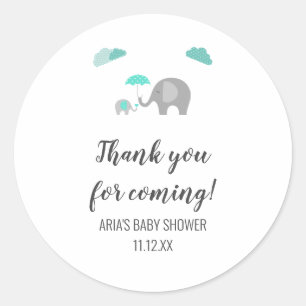 Mommy Baby Elephant with Clouds Baby Shower Favor Classic Round Sticker