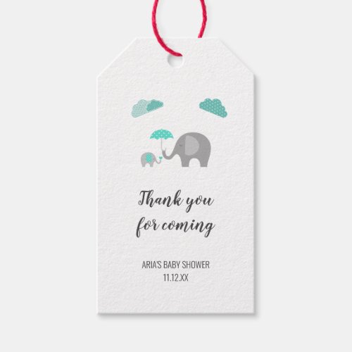 Mommy Baby Elephant with Clouds Baby Shower Favor Gift Tags