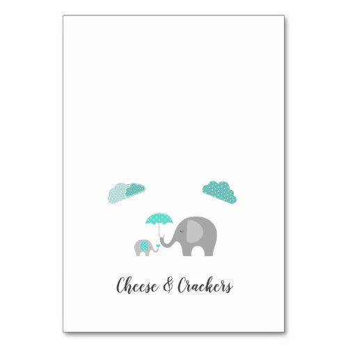 Mommy Baby Elephant with Clouds Buffet Food Labels Table Number