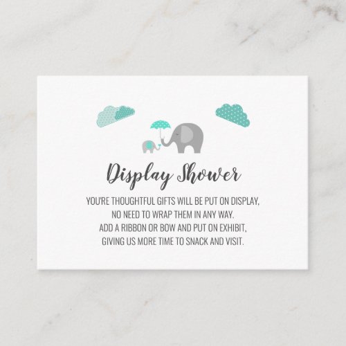 Mommy Baby Elephant with Clouds Display Shower Enclosure Card