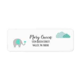 Mommy Baby Elephant with Clouds Return Address Label