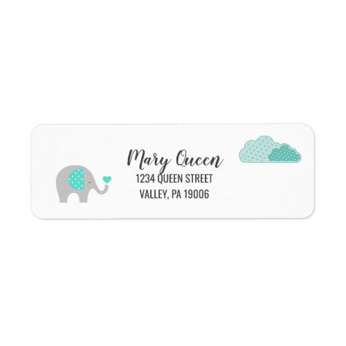 Mommy Baby Elephant with Clouds Return Address Label