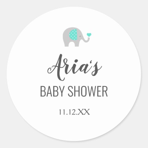 Mommy Baby Elephant with Clouds Shower Envelope Classic Round Sticker