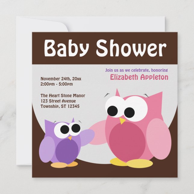 Mommy & Baby Owls - Baby Shower Invitations (Front)