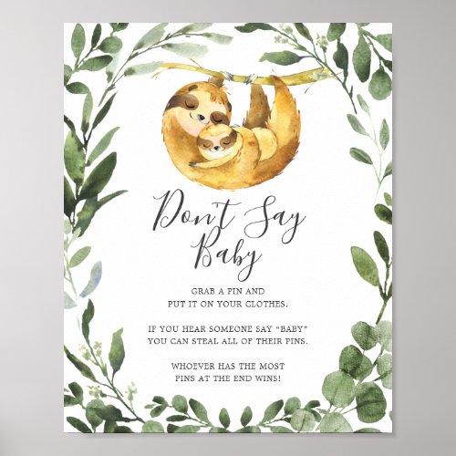 Mommy Baby Sloth Baby Shower Dont Say Baby Sign