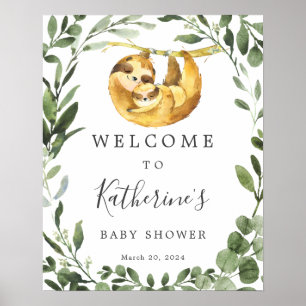 Mommy Baby Sloth Baby Shower Welcome Sign