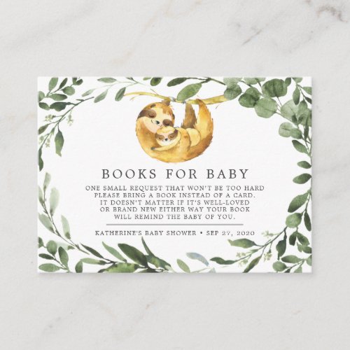 Mommy Baby Sloth Books For Baby Baby Shower Card