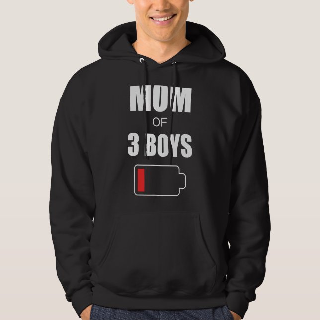 Mommy Battery  Motheru2019s Day Mom Of 3 Boys Hoodie (Front)