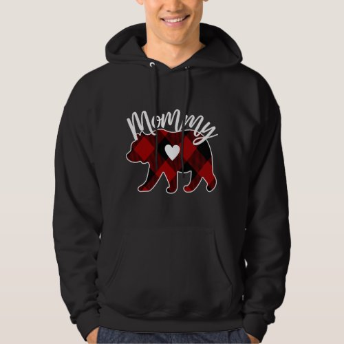 Mommy Bear Christmas Buffalo Plaid Red White And B Hoodie