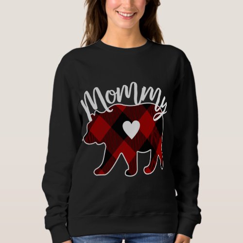 Mommy Bear Christmas Buffalo Plaid Red White And B Sweatshirt