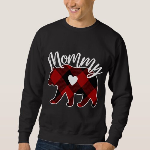 Mommy Bear Christmas Buffalo Plaid Red White And B Sweatshirt