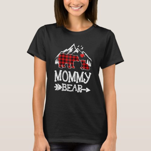 Mommy Bear Christmas Pajama Red Plaid Buffalo T_Shirt