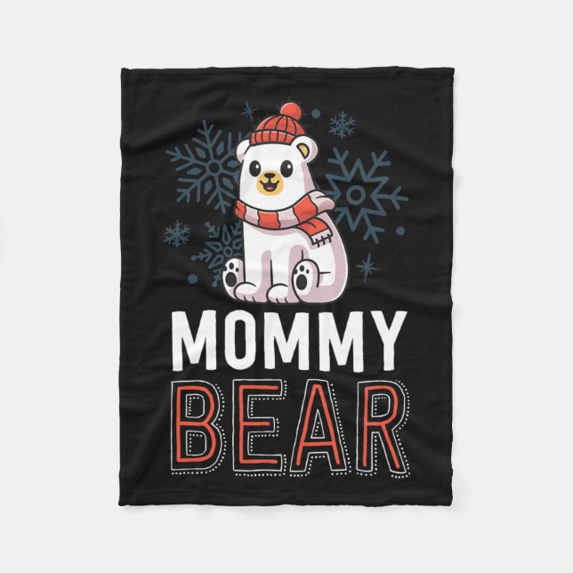 Mommy Bear Family Christmas S Polar Bear Holiday X Fleece Blanket (Front)