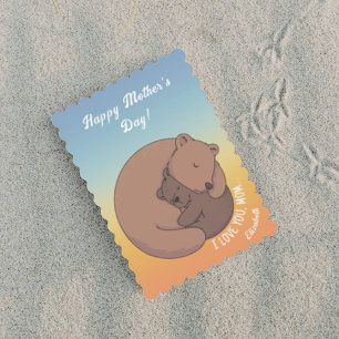 Mommy Bear Hugging Baby Bear Cub Mother's Day Card