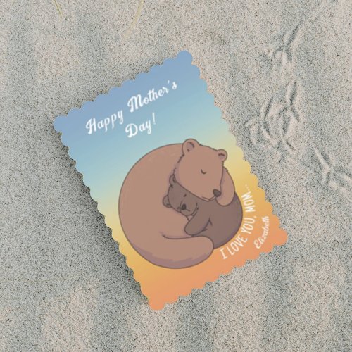 Mommy Bear Hugging Baby Bear Cub Mothers Day Card