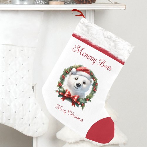 Mommy Bear Name Family Matching Christmas Stocking