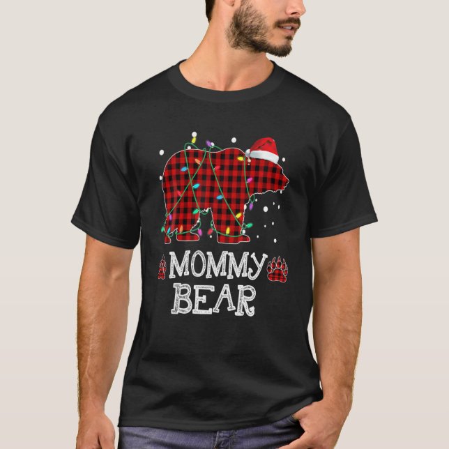 Mommy Bear Red Buffalo Plaid Mommy Bear Pajama T-Shirt (Front)