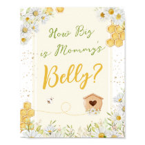 Mommy Belly Guessing Game Bumblebee Baby Shower Poster