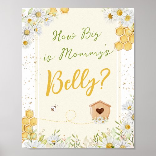 Mommy Belly Guessing Game Bumblebee Baby Shower Poster