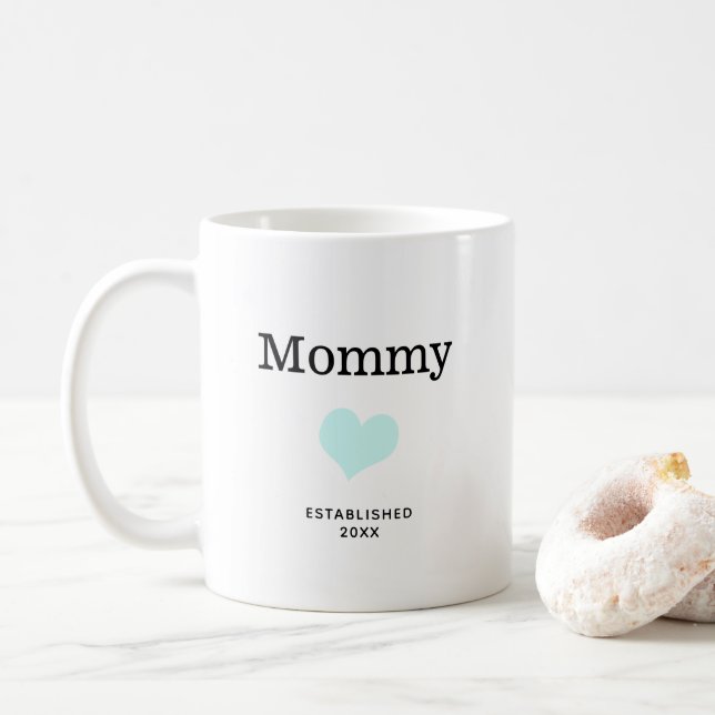 Mommy, Blue Heart, Single Photo Custom Coffee Mug (With Donut)
