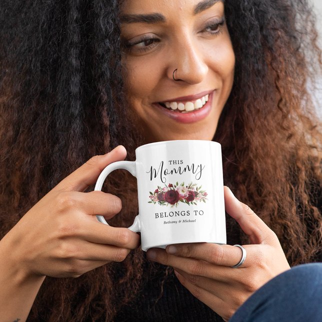 Mommy Burgundy Floral Coffee Mug (Creator Uploaded)