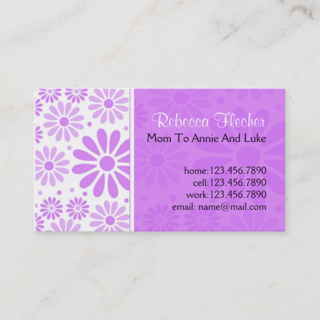 Mommy  Business Cards - Lavender Flowers (Front)