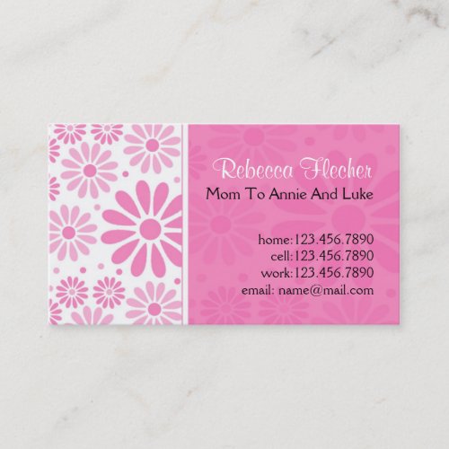 Mommy  Business Cards - Pink Flowers