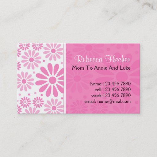 Customizable Mommy  Business Cards - Pink Flowers
