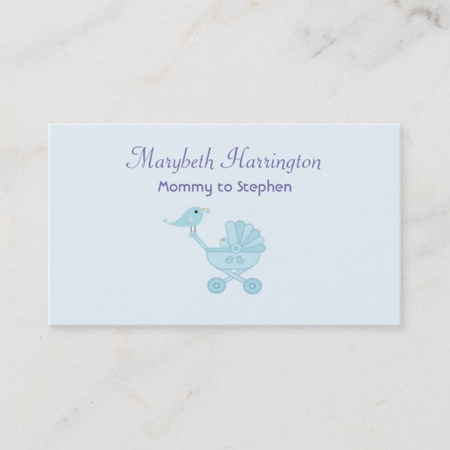 Mommy Calling Card Baby Blue Birds (Front)