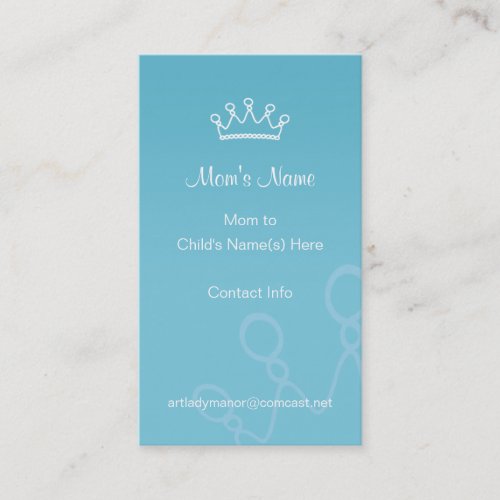 Mommy Calling Card - Blue Crown Business Card Templates