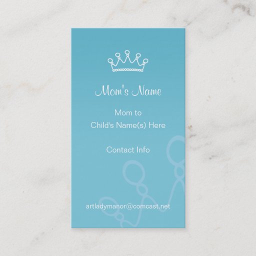 Customizable Mommy Calling Card - Blue Crown Business Card Templates