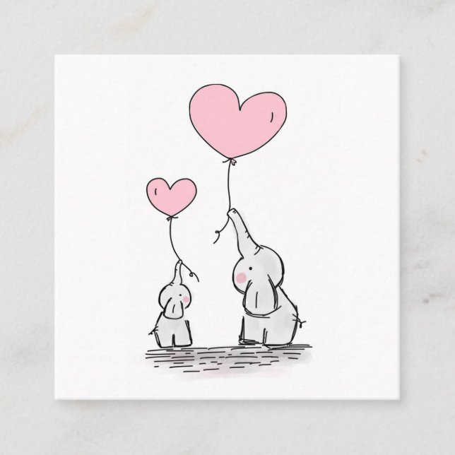 Mommy Calling Card Cute Elephants Business Card (Front)