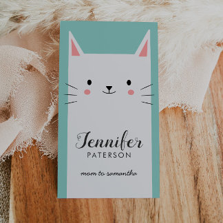 Mommy Calling Card Cute White Kitty Cat