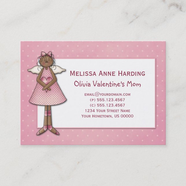 Mommy Calling Card Ethnic Pink Angel (Front)